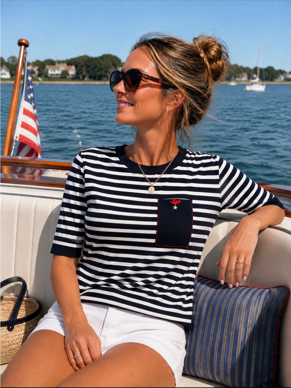 Leo & Ugo Nautical Navy and White Stripe Sweater Sz 10